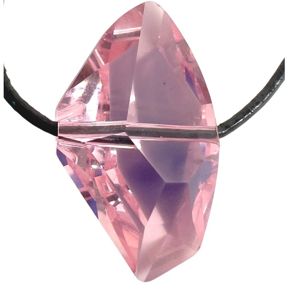Swarovski Kristallwelten Pink Crystal‎ Pendant Necklace Black Cord w/Bag Tag